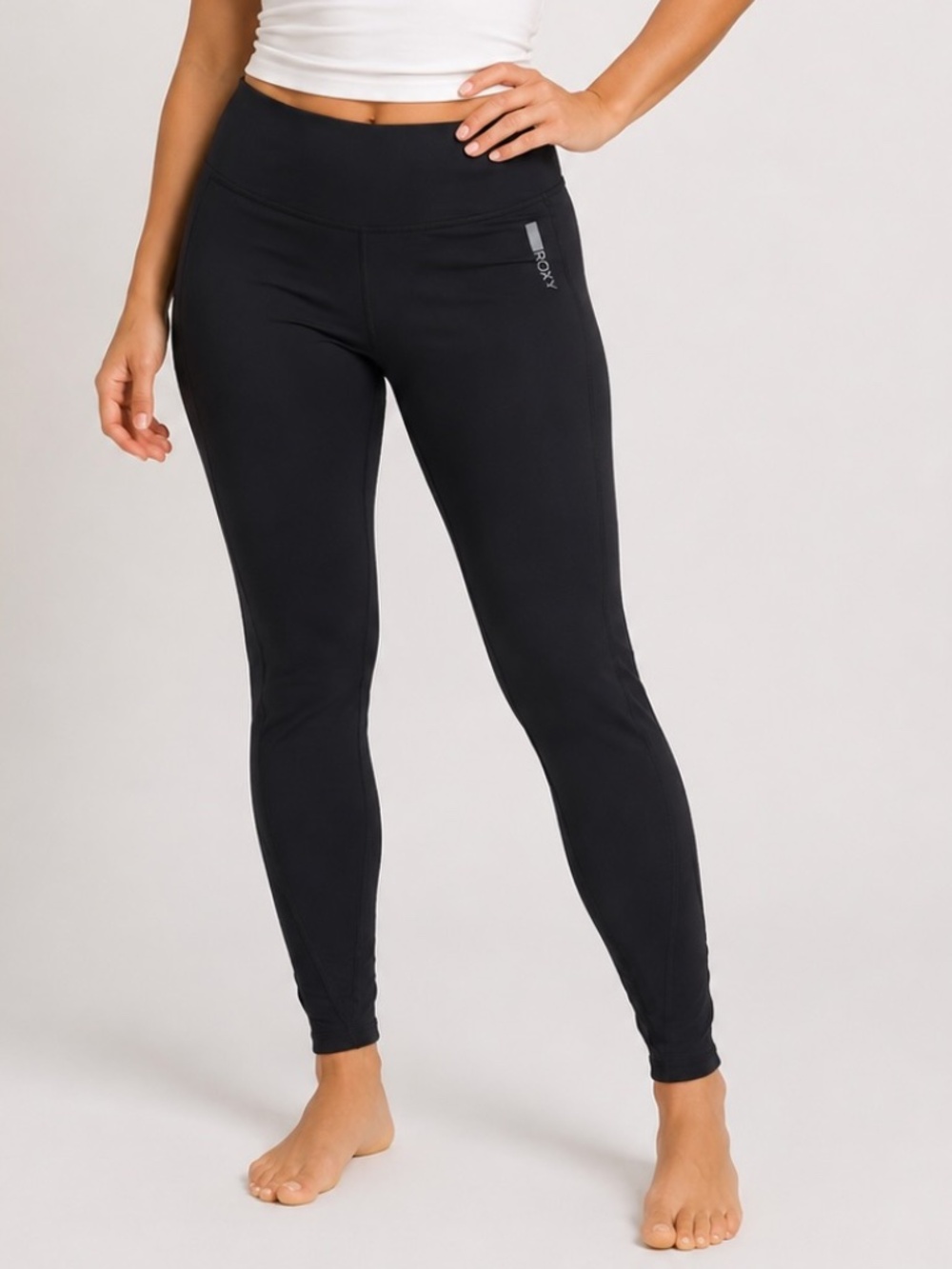 Roxy Leggings Womens Size Medium Black Athletic Yoga Cross Training Mesh